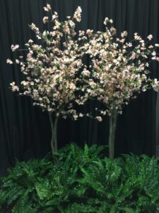 Artificial Cherry Trees for event rental: Arborvitaes, hollies & topiaries